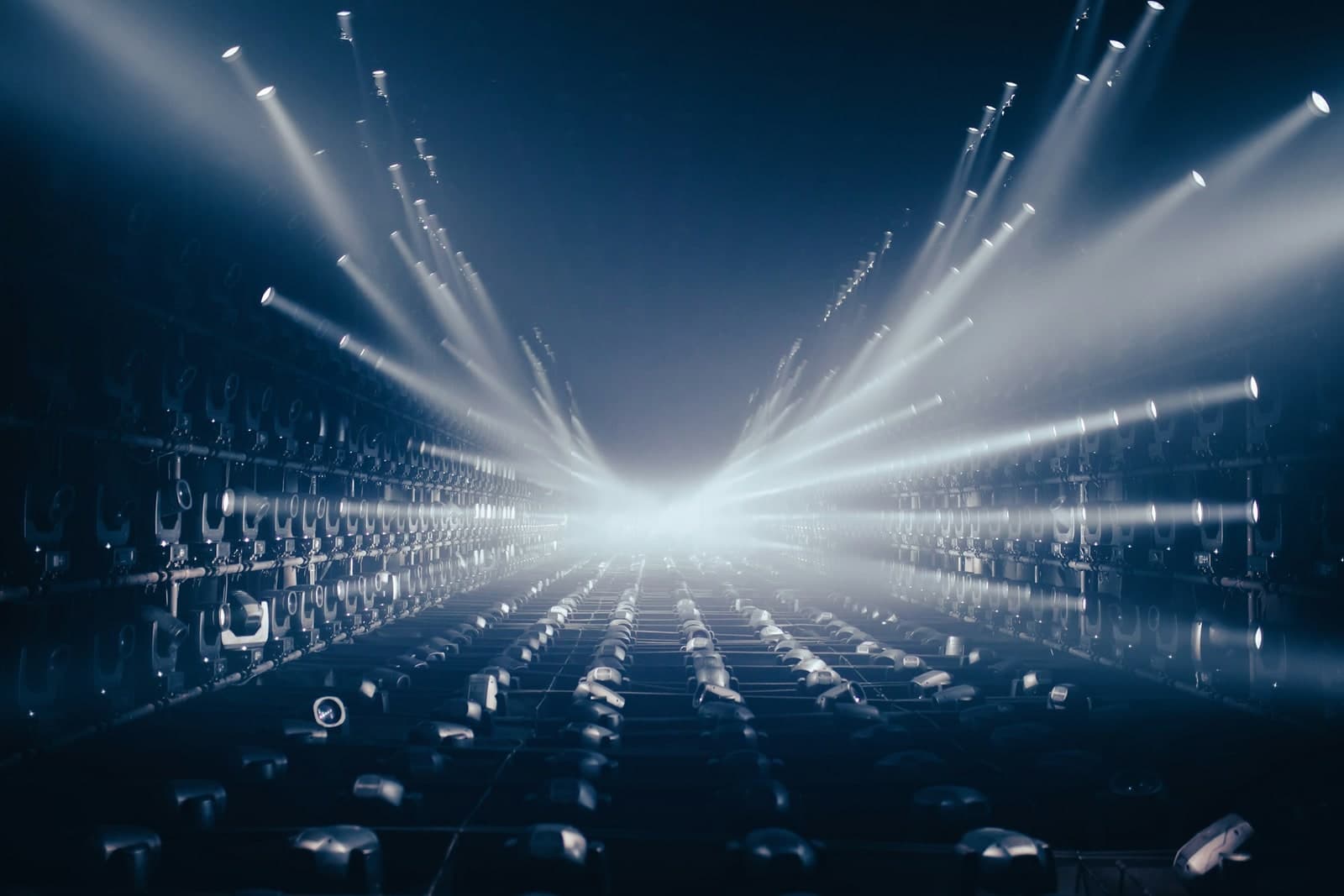 Immersive bright light installation suggesting connected capability paths.