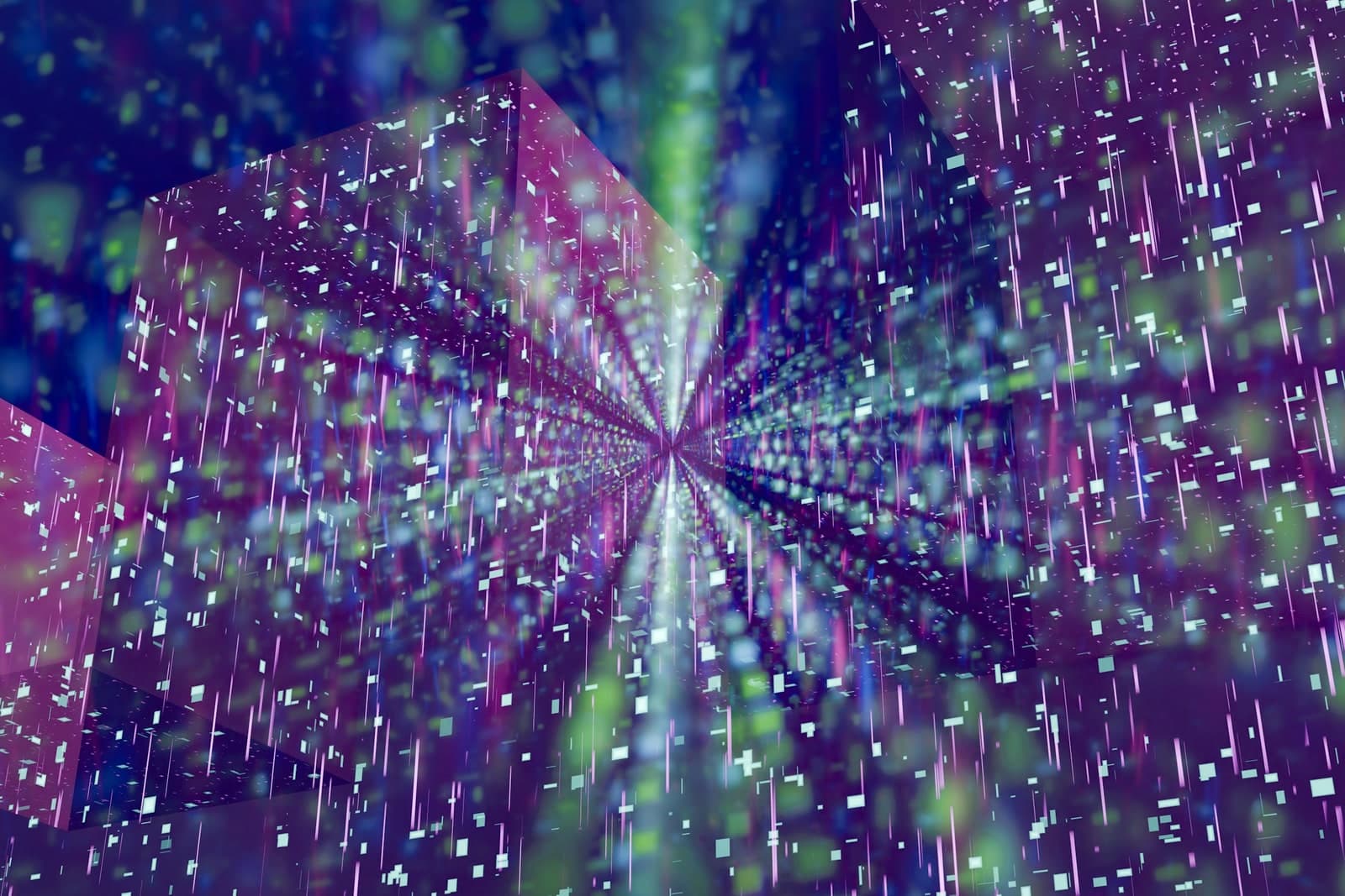 Purple and green abstract signal pattern representing AI risk and control.